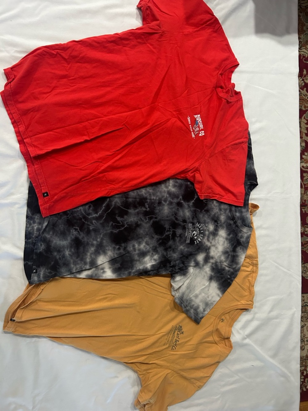 Rip Curl Men's Red, Black Tie-Dye & Mustard Short Sleeve Tee Trio